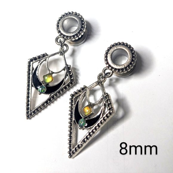 New 8mm Stainless Steel Tunnel Plug Jewelry Stretch Earrings Screw Back - Picture 1 of 9
